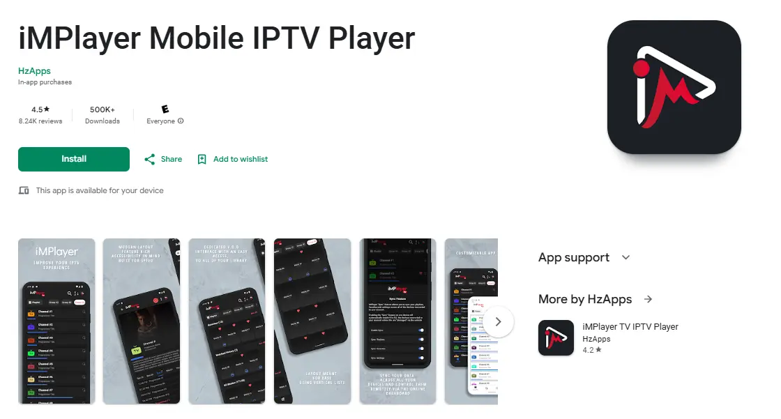 Installation IPTV sur téléphone Android – étape 1 : Téléchargez iMPlayer - IPTV Player depuis Google Play : Télécharger sur Google Play