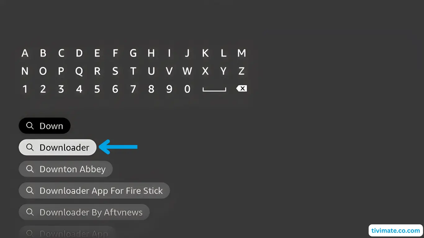 Installation IPTV sur Fire TV Stick – étape 4 : Dans les résultats, sélectionnez Downloader et appuyez sur OK