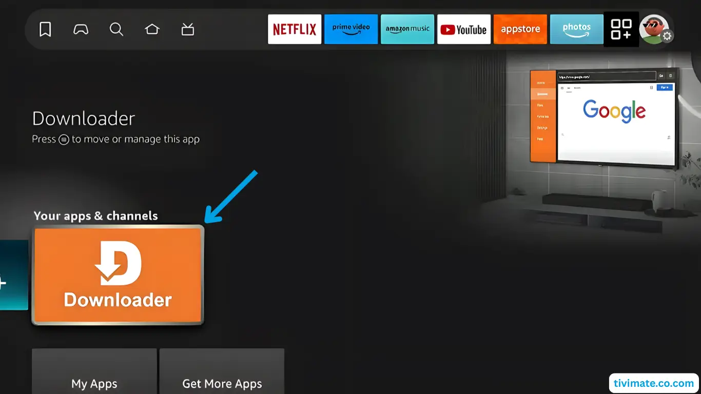 Installation IPTV sur Fire TV Stick – étape 14 : Ouvrez Downloader